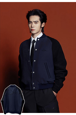 ディオール 文字ロゴの刺繍入りベースボールジャケット