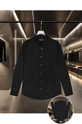 グッチ クラシックなダブルGバレットスクリーンオールオーバーロゴ長袖シャツ