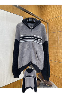 バレンシアガコピー BALENCIAGA カラーブロックフード付きニットカーディガン