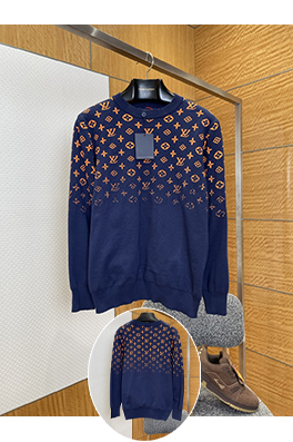 ルイヴィトン クラシックなグラデーションジャカードラウンドネックニットセーター