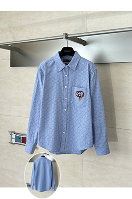 グッチ 限定馬年馬術スポーツ刺繍入りダブルGプリントシャツ