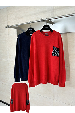 ディオールスーパーコピー Obilque 新作パッチワークレターポケットエルボーニットセーター