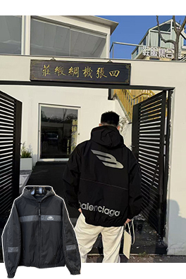 バレンシアガ BALENCIAGA カラーブロックロゴフードジャケット