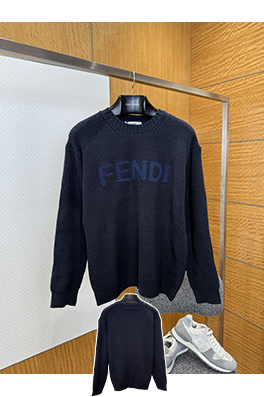 フェンディ FENDI 文字アップリケ刺繍ワッフルニットセーター