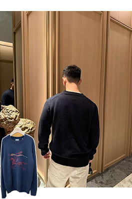 バーバリースーパーコピー 乗馬ロゴ刺繍クルーネックニットセーター