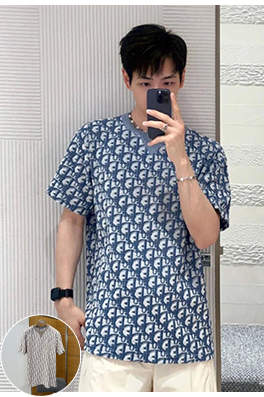 ディオールスーパーコピー モノグラムプリントのオールオーバーニット半袖Tシャツ