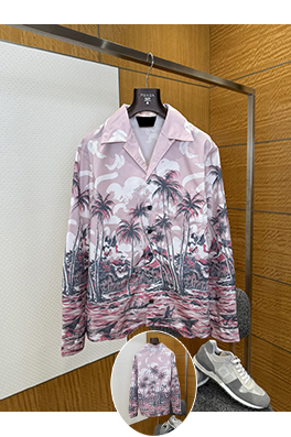 プラダコピー ココナッツグローブプリントシルクカジュアルシャツ