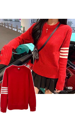 トムブラウン ウールニットクルーネックセーター