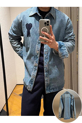 アミ ニットハートデニムジャケット