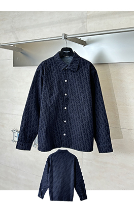 ディオールスーパーコピー Oblique 全体にフロックをした長袖デニムシャツ