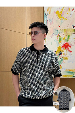 ディオール Oblique ニットジャカード半袖ポロシャツ