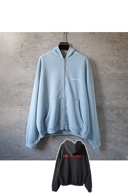 バレンシアガ BALENCIAGA 刺繍入り英語文字ジップアップフード付きスウェットシャツ