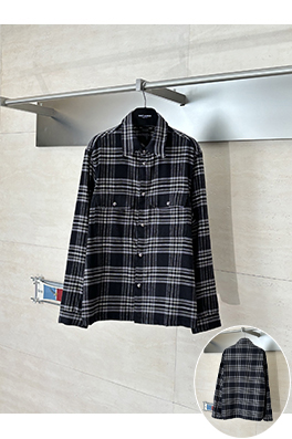 クロムハーツ フランネルチェックの襟付き長袖シャツ