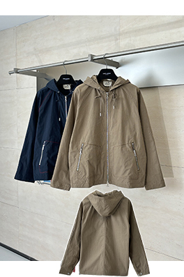 エルメス 外側ステッチ刺繍ジッパージャケット