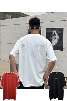 バレンシアガ Balenciaga フロントバックレターラインストーンウォッシュ半袖Tシャツ