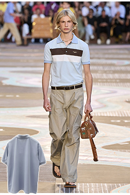 ルイヴィトンコピー LOUIS VUITTON ストライププリント半袖ポロシャツ