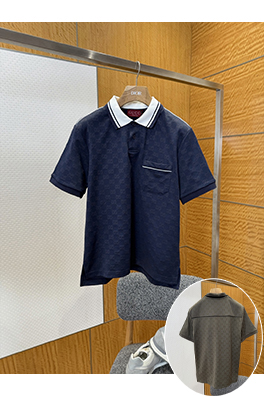 グッチコピー ダブルG柄の襟付き半袖ポロシャツ