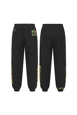 クロムハーツ サンスクリット文字プリントの白いカジュアルパンツ