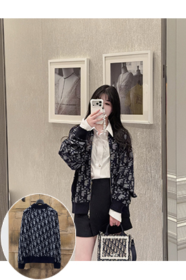 ディオール モノグラムのジップアップニットカーディガン