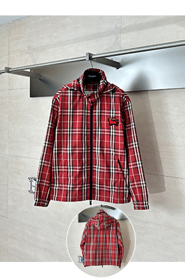 バーバリー 乗馬ライダーロゴアップリケチェックフード付きジップアップジャケット