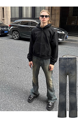 バレンシアガコピー Balenciaga Bootcut ベーシックなブラックのフレアストレートレッグジーンズ