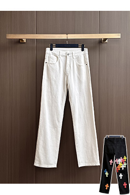 クロムハーツ ズボンの後ろパッチワークウォッシュジーンズ