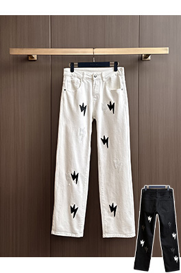 クロムハーツ 新しいヘビーウェイトパッチワークウォッシュデニムジーンズ