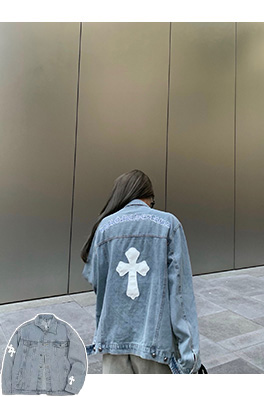 クロムハーツスーパーコピー サンスクリット刺繍クロス柄デニムジャケット