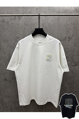 バレンシアガコピー Balenciaga 新モデルの中空カラーブロック刺繍半袖Tシャツ