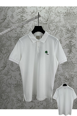 ディオールスーパーコピー Dior Clover刺繍柄半袖ポロシャツ