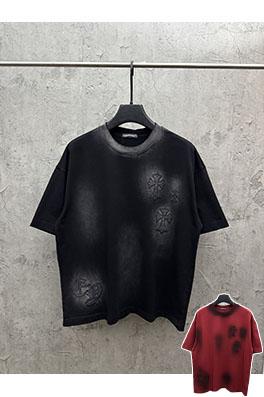 クロムハーツ 新作アメリカンスタイルのウォッシュアップリケラインストーン半袖Tシャツ
