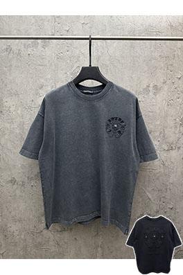 クロムハーツ クラシックなアメリカンスタイルのウォッシュアップリケ刺繍半袖Tシャツ