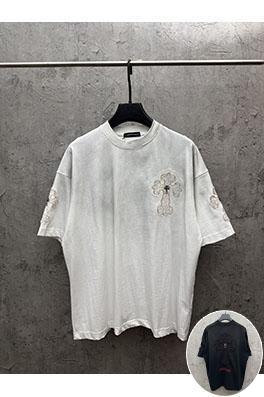 クロムハーツ 新モデルメタルクロスアメリカンウォッシュアップリケ刺繍半袖Tシャツ