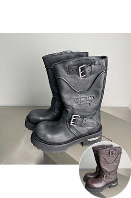 バレンシアガ Balenciaga Venom カーフスキンラウンドトゥバックルアンクルブーツ