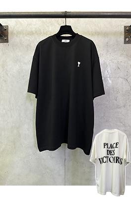 アミ ハートプリントのヘビーウェイト半袖Tシャツ