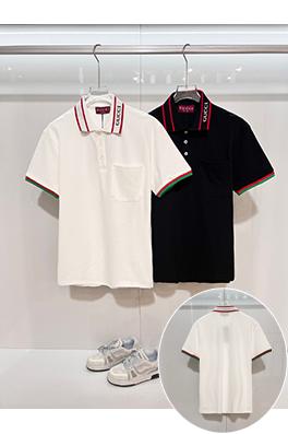 グッチ GUCCI カラーブロックの襟付き半袖ポロシャツ