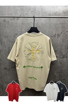 クロムハーツ アメリカンスタイルのレーザー彫刻アップリケ半袖Tシャツ