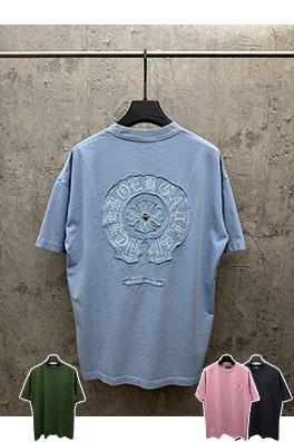 クロムハーツ 新モデルアメリカンスタイルのレーザーカットアップリケ刺繍のカップル半袖Tシャツ
