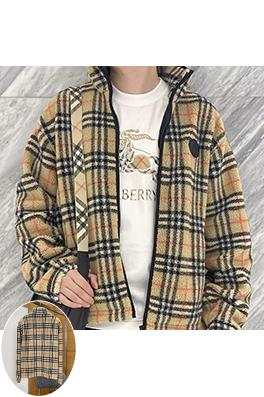 バーバリー チェック柄ラムウールジップアップジャケット