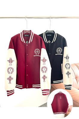 クロムハーツ 刺繍入りホースシュークロスダブルレイヤーベースボールジャケット