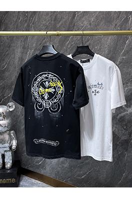 クロムハーツコピー 馬蹄の手描きインクスプラッター半袖Tシャツ