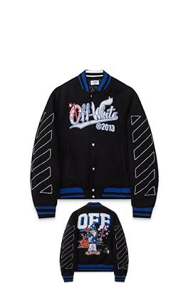 オフホワイト off white 刺繍入りベースボールジャケット