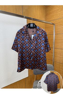 ルイヴィトン チェック柄水玉模様の半袖シャツ