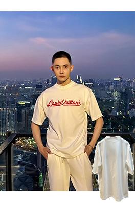 ルイヴィトンスーパーコピー LOUIS VUITTON レター刺繍クルーネック半袖Tシャツ