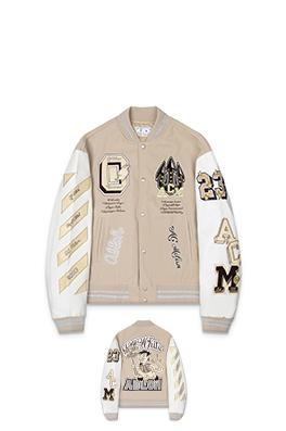 オフホワイト off white コラボレーションロゴタグベースボールジャケット