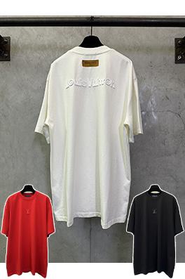 ルイヴィトン LOUIS VUITTON フロントとバックに新しいロゴがった厚のクルーネック半袖Tシャツ