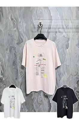 マルタンマルジェラ Maison Margiela MM6 プリントクルーネックドロップショルダー半袖Tシャツ