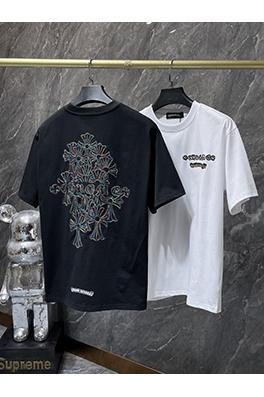 クロムハーツコピー 重なり合うカラフルな十字架サンスクリット刺繍半袖Tシャツ