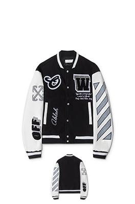 オフホワイトスーパーコピー off white 新モデル刺繍パッチワークベースボールジャケット