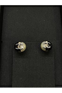 シャネル 新しい白黒球形カラーブロックイヤリング